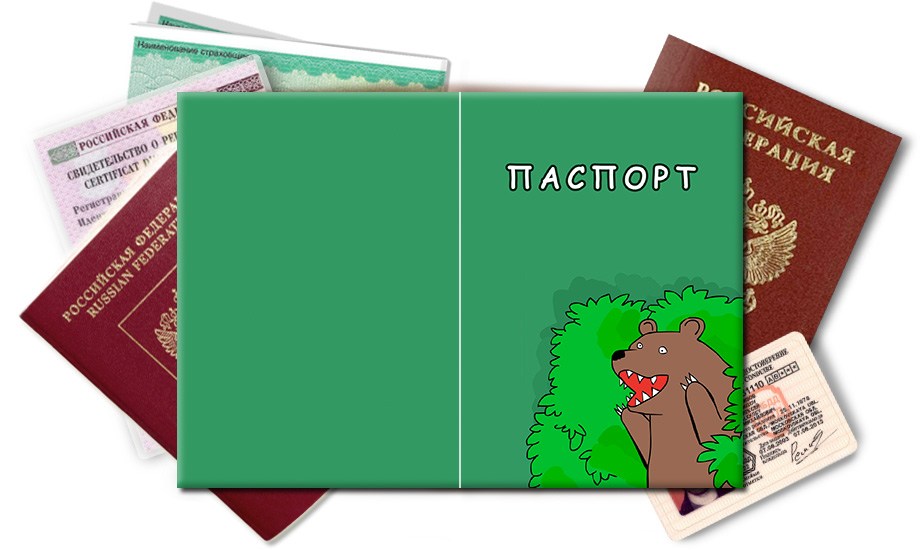 Обложка на паспорт Медведь из кустов