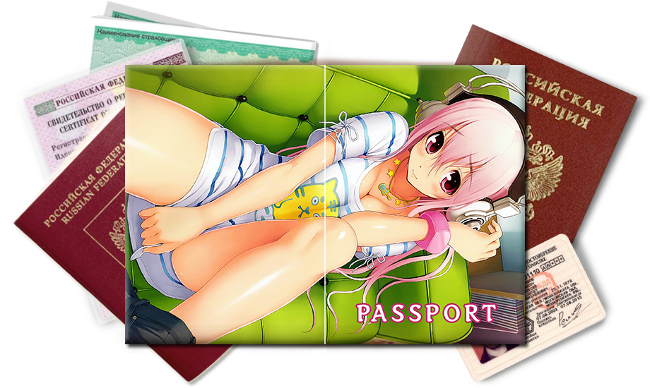 Обложка на паспорт Девушка в наушниках