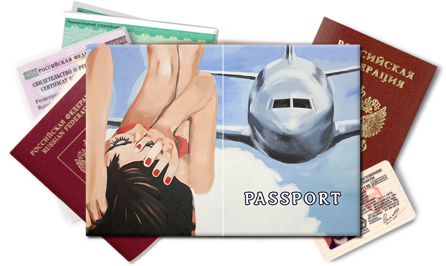 Обложка на паспорт Женщина и самолет