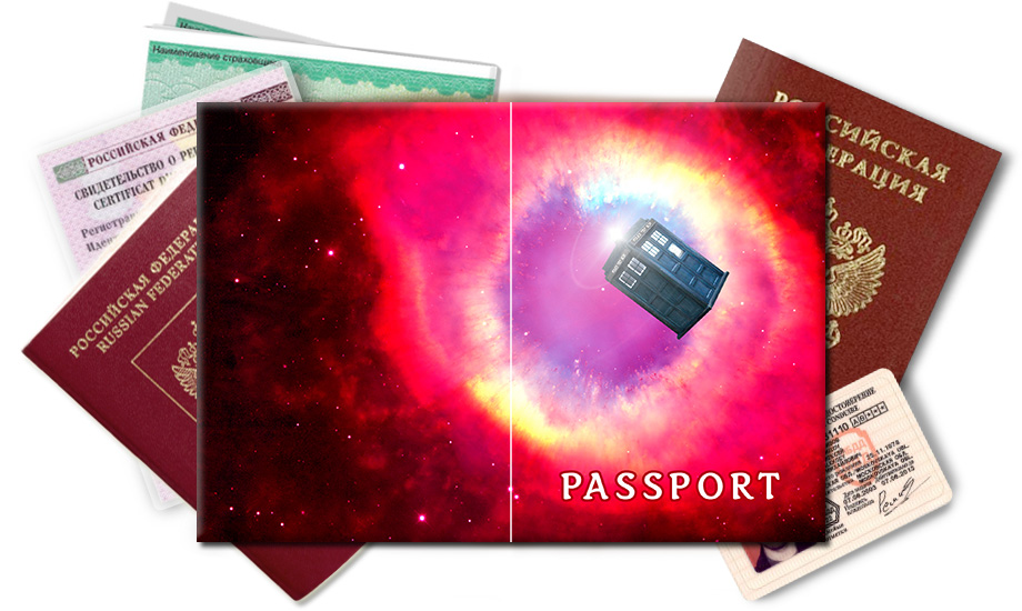 Обложка на паспорт Тардис в глубоком космосе