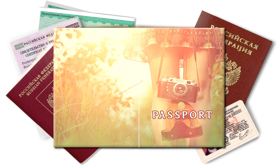 Обложка на паспорт Девушка с ФЭД-2