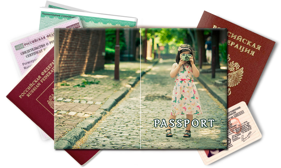 Обложка на паспорт Девочка с фотоаппаратом