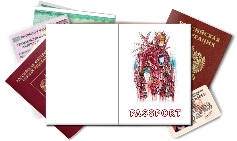 Обложка на паспорт Железный человек