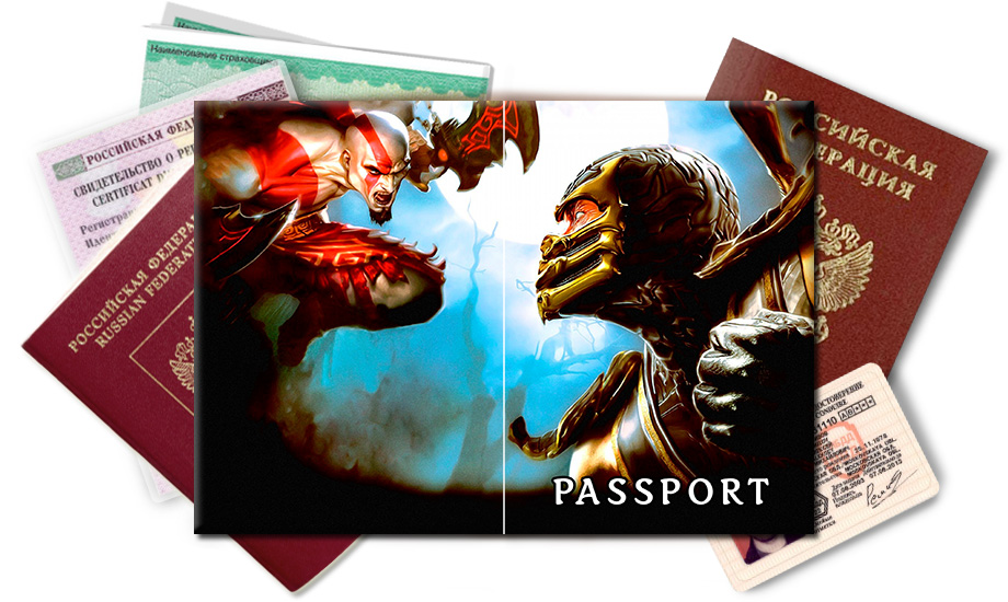 Обложка на паспорт Kratos and Scorpion