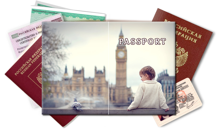 Обложка на паспорт Девочка в Лондоне