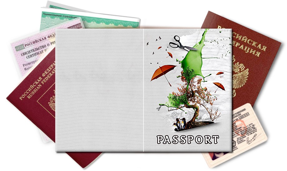 Обложка на паспорт Дерево и зонты