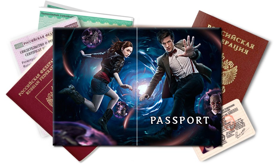 Обложка на паспорт Доктор Кто и Эми Понд
