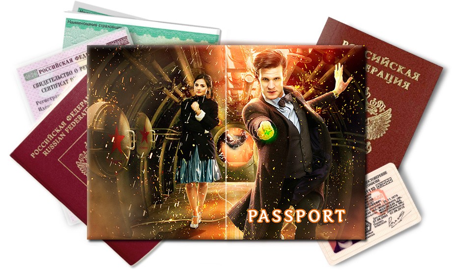 Обложка на паспорт Доктор Кто и Клара Освальд