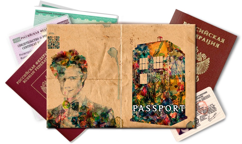Обложка на паспорт Тардис и Доктор Кто