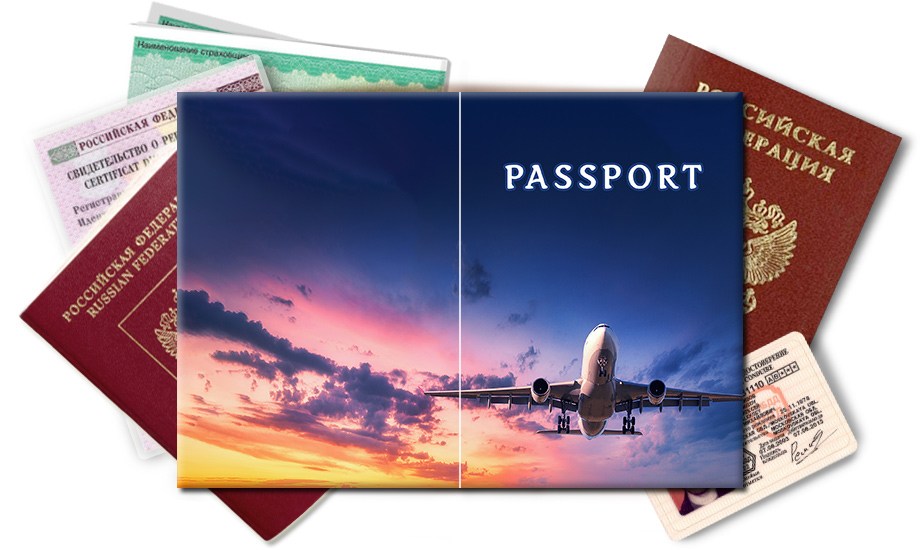 Обложка на паспорт с самолетом