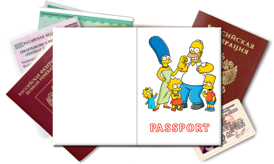 Обложка на паспорт Семейка Симпсонов