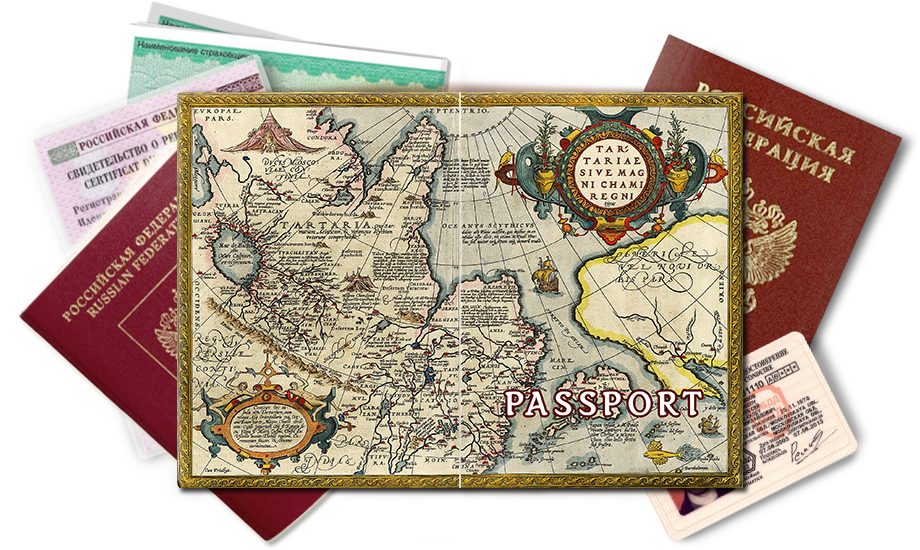 Обложка на паспорт Старинная карта